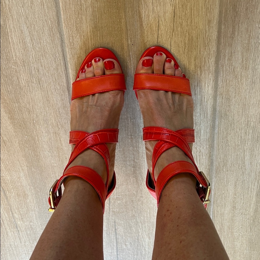 Coral/red Antonio Melani Strappy Heeled Sandals size 6.5 - Picture 2 of 6